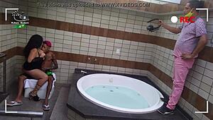 making of experienced mature woman scene with tattooed young guy