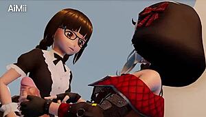 Naughty Futa Girl in 3D Cartoon Bends Over for Intense Doggy Action in SKMT EP1.