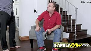 Athena Rayne teases her stepbrother with big tits and blowjob before pussy smashing.