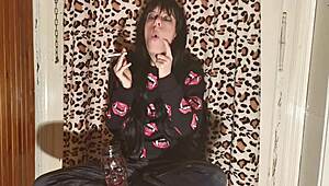 smoking goth girl relaxes backstage 😌