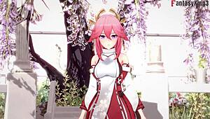 yae miko sucking pov in genshin impact fantasy promo 😏