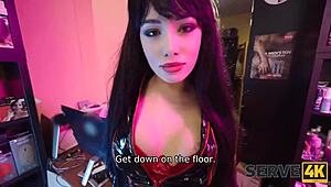 How does this angry european czech guy fill his complaint in the shop with seduction?