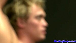 Assfucking hazing twinks cum on each other!