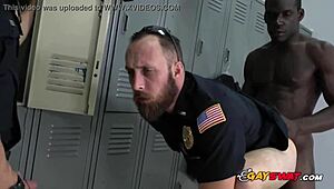 Horny gay cops bang black suspect hard!