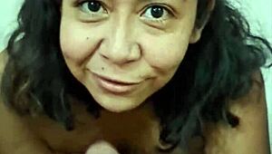 Latina Wife Giving Close-Up Blowjob And Ass Sex