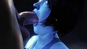 Cortana Gives Intense Blowjob In Hentai