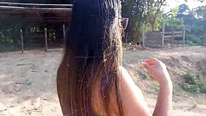 OMG, found this cute slut in the countryside and we banged in a cabin! 🔥