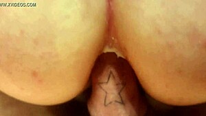 She stretches her tight asshole wide open with a big cock