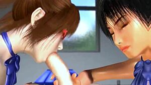 Teacher in Wild Threesome with Two Big-Boob Students in Hentai 3D 82