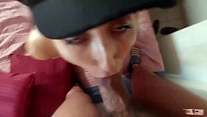 Amazing blonde police officer delivers intense blowjob to monster cock!