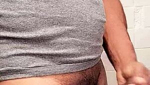 Alone, I spied my mature stepmother naked, masturbating with a big monster cock in hand