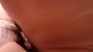 Young unshaved girl gets drilled in extreme closeup till creampie hits