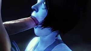 Cortana Gives Intense Blowjob In Hentai