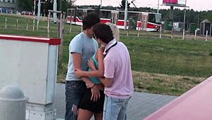 daring teen 18+ gangbang on public street shocks all