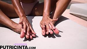 Tanned Babe Putri Cinta Fingers Her Pussy On The Desk