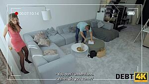 debt4k turns into intense drilling with a shaved czech babe in black stockings pov.