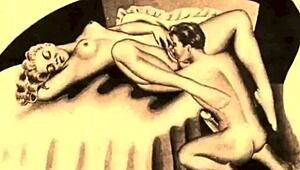 Vintage Erotic Illustration with Bold Retro Anime Style
