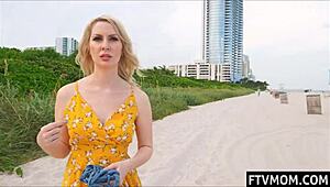 Hot milf flashes in public at the beach