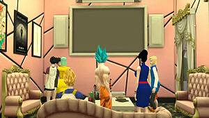 Dragon Ball hentai wives Videl and Nro 18 swapped and banged hard! 🔥