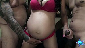 corno gets off watching pregnant wife screwed by two hung studs in wild trailer action