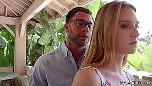 Blonde Deepthroats Stepbro In Tight Bondage Setup