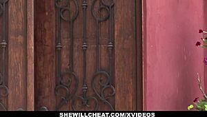 blonde milf cheats on husband with young guy. she rides monster cock while on phone.