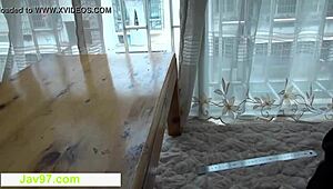 Japanese teen with big tits enjoys Asian cock massage