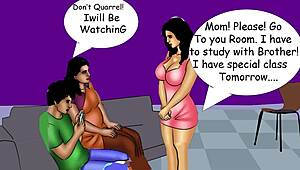 step-brother helping step-sisters with comic study