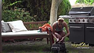 german blonde gets anal fucked outdoors