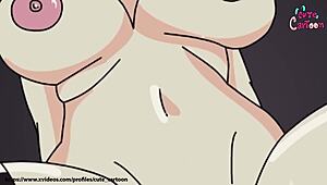 in the resident evil village, alcina dimitrescu rules her castle on the ranch, a towering monster in this hentai cartoon.