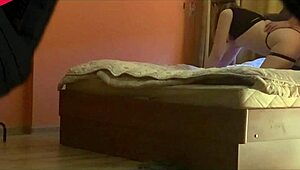 Russian slut in stockings takes a big dick in her pussy and orgasms.