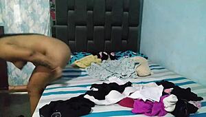 I Discover My Stepmom Sniffing My Panties While Touching Her Tits, So I Help By Making Her Eat Pussy