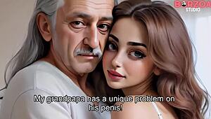 Mia and Papi - Horny Old Grandpappa Tames Virgin Teen Turk. Raw Power Over Young Desire.