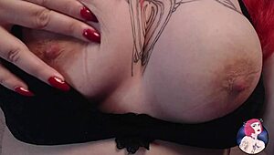 Redhead Chubby Babe Plays With Big Tits