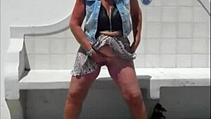 Suzi flashes and masturbates publicly outdoors 😏