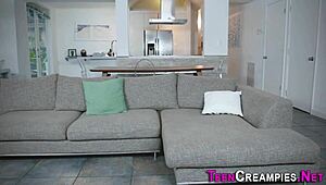 I Creampied This Blonde Teen's Booty So Hard, Her Small Tits Bouncing While She Sucks My Big Cock