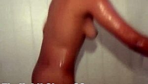 Dominican hoe lets cum drip from her pussy while showering after intense fucking