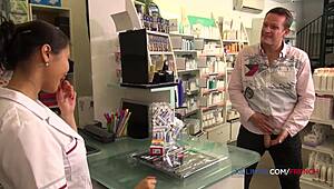 French pharmacist takes a huge dick in her tight ass. She gets pounded hard with raw anal action.