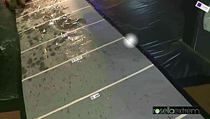 Mistress squirts 6 meters of pee and pussy-juice!