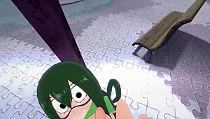 tsuyu asui fucks in pov park scene from boku no hero. big ass tits bounce uncensored.