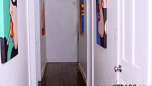 Strapon dominates ebony teen in intense lesbian action