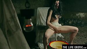 Hot BDSM Teen Masturbates in Crotchless Leather Panties to Orgasm