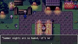 Tanned girl Natsuki in hentai game exhibitionist scene