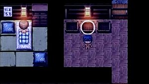 Tanned girl Natsuki in hentai game exhibitionist scene