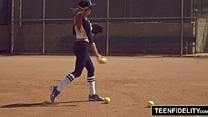 teenfidelity kirsten lee gets rough creampie from coach after blowjob on shaved pussy