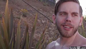 Horny shemales with big tits plan to fuck the neighbor 😈