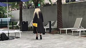 Milf In Sheer Bikini Masturbates At Public Pool