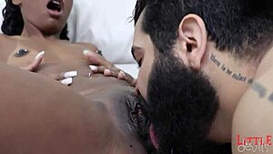 Young 18+ ebony girl with giant ass feels intense pleasure from ass fucking