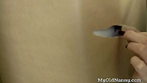 granny craves fun with a sex doll, stripping in lingerie and stockings