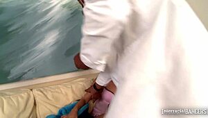 Interracial group goes wild as doc shoves big black cock into kerry's mouth